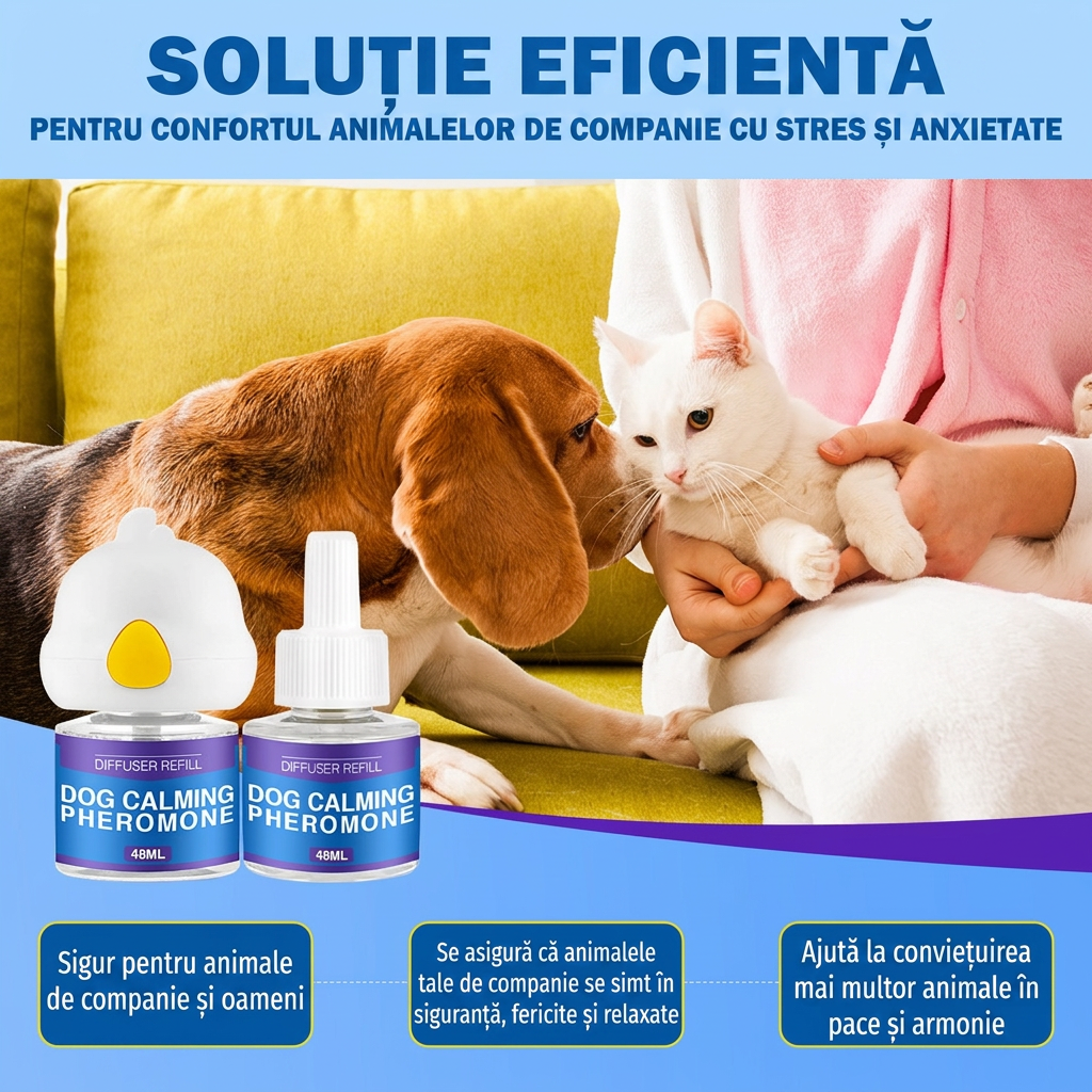 Kit Calmant Anti-Stres pentru Pisici – Difuzor cu 2 Rezerve Incluse